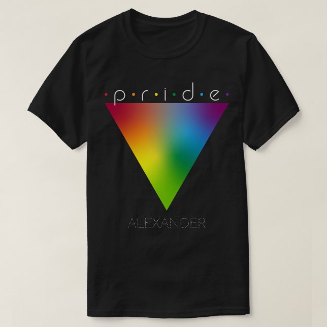 Pride Trendy Rainbow Triangle Gay LGBTQ Queer Name T-Shirt (Design Front)