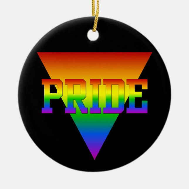 Pride Triangle ornament, customise Ceramic Tree Decoration (Front)