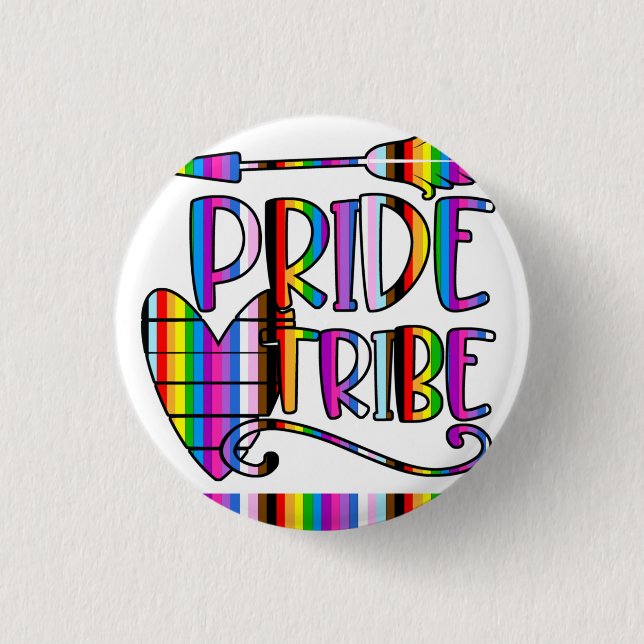 Pride Tribe - LGBTQ+ Inclusive Rainbow  3 Cm Round Badge (Front)