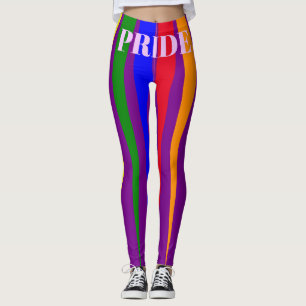 PRIDE typography gay rainbow rays purple Leggings