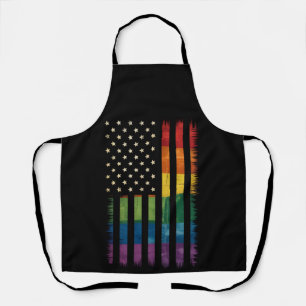 Pride USA America Distressed Rainbow Flag LGBTQ Apron