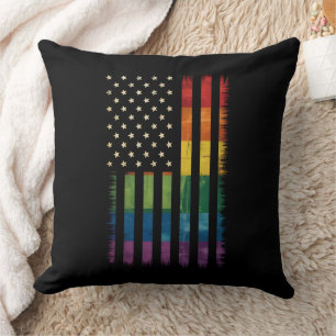 Pride USA America Distressed Rainbow Flag LGBTQ Cushion