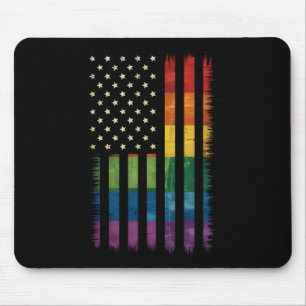 Pride USA America Distressed Rainbow Flag LGBTQ Mouse Pad