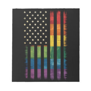Pride USA America Distressed Rainbow Flag LGBTQ Notepad