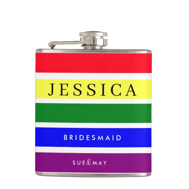 Pride Wedding Bridesmaid Hip Flask | Custom LGBTQ (Front)