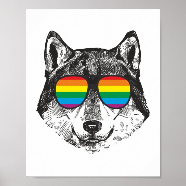PRIDE WOLF Lgbt Gay Pride Flag Poster (Front)