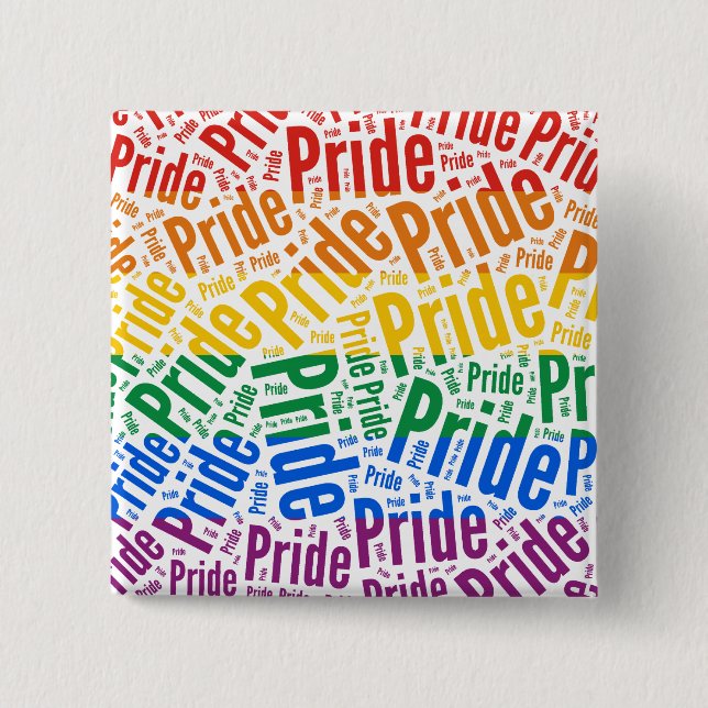 PRIDE WORD PATTERN FLAG -.png 15 Cm Square Badge (Front)