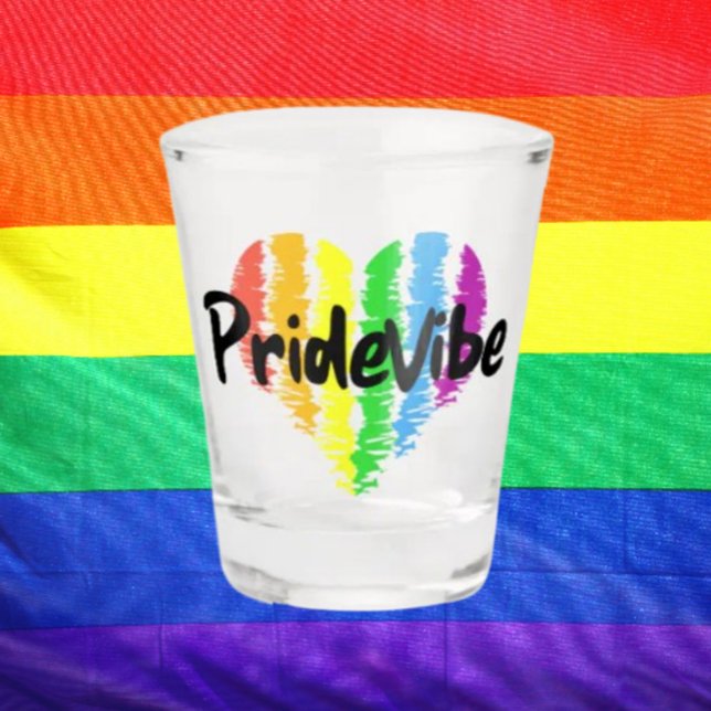 PrideVibe Logo Rainbow Heart Shot Glass (Creator Uploaded)