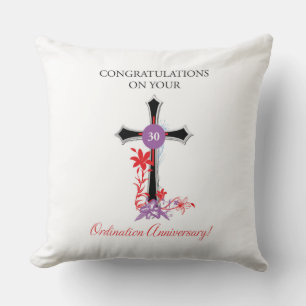 Priest 30th Ordination Anniversary Black Cross Cushion