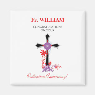 Priest 30th Ordination Anniversary Black Cross Magnet