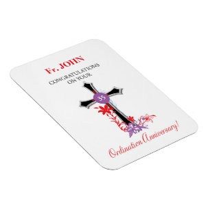 Priest 35th Ordination Anniversary Black Cross Magnet