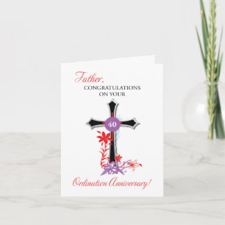 Priest 40th Ordination Anniversary Black Cross Card