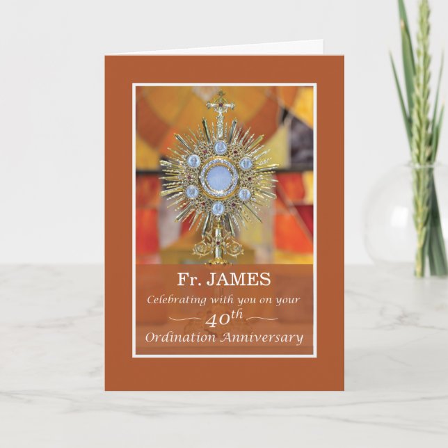Priest 40th Ordination Anniversary Monstrance Host Card (Front)