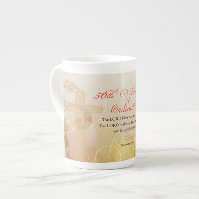 Priest, 50th Anniversary of Ordination Blessing Bone China Mug (Front Left)