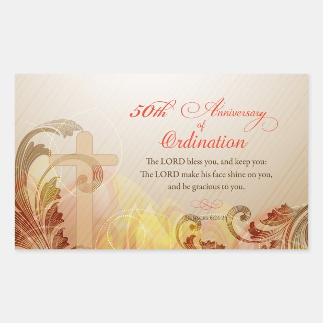 Priest, 50th Anniversary of Ordination Blessing Rectangular Sticker (Front)