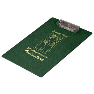 Priest 50th Anniversary of Ordination Leather Look Clipboard