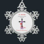 Priest 50th Ordination Anniversary Black Cross Snowflake Pewter Christmas Ornament<br><div class="desc">Just perfect is what describes this gift,  souvenir,  giveaway or party essential to congratulate a respected and beloved priest who marks his golden anniversary. Send him this now and join in the celebration of his 50th ordination anniversary.</div>