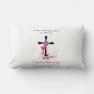 Priest 5th Ordination Anniversary Black Cross Lumbar Cushion
