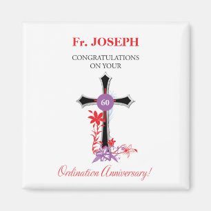 Priest 60th Ordination Anniversary Black Cross Magnet