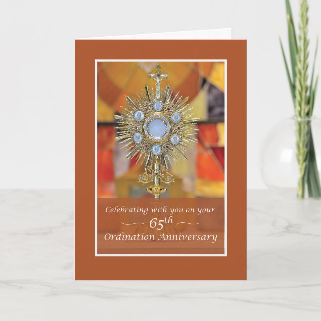 Priest 65th Ordination Anniversary Monstrance Host Card (Front)