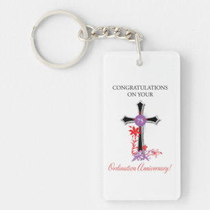 Priest 75th Ordination Anniversary Black Cross Key Ring