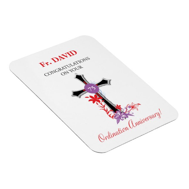 Priest 75th Ordination Anniversary Black Cross Magnet (Right Side)