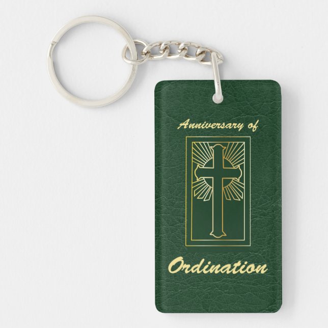 Priest Anniversary of Ordination Leather Look Key Ring (Front)