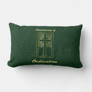 Priest Anniversary of Ordination Leather Look Lumbar Cushion