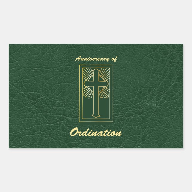 Priest Anniversary of Ordination Leather Look Rectangular Sticker (Front)