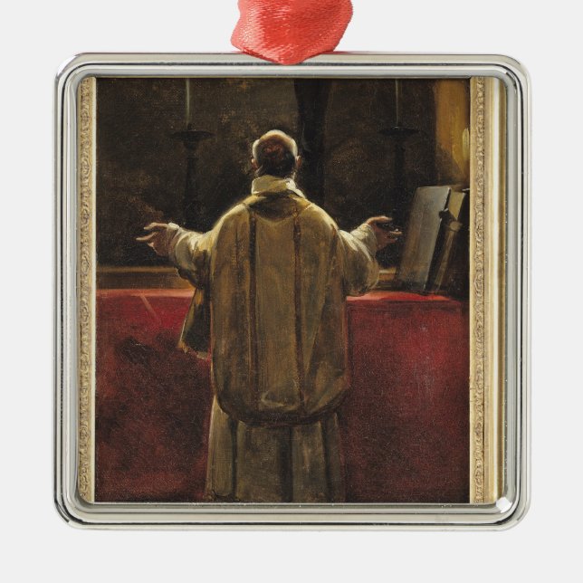 Priest at the Altar Metal Tree Decoration (Front)