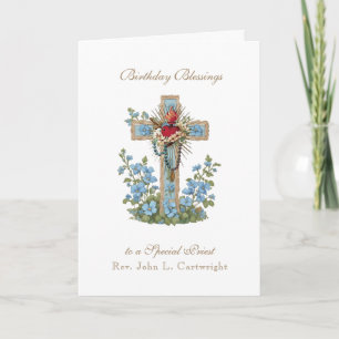 Priest Birthday Blessings Celebration Virgin Mary  Card