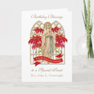 Priest Birthday Blessings Celebration Virgin Mary Card