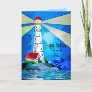 Priest Birthday Lighthouse Beacon Light for Sea Card