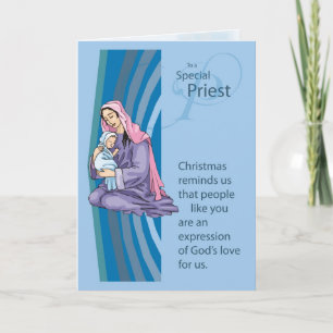 Priest Christams Card with Mary and Infant Jesus