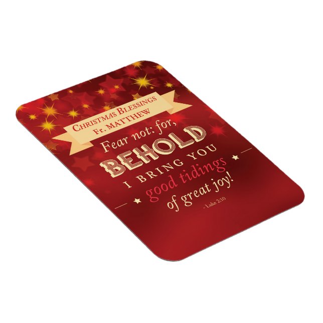 Priest Christmas Blessings Red, Gold Stars Magnet (Right Side)