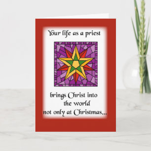 Priest Christmas Star Holiday Card