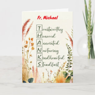 Priest Clergy Appreciation Day Custom Name Thanks Card