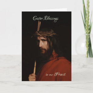 Priest - Depiction In Oil Of Jesus, Easter Card