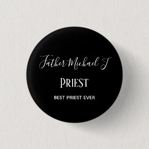 PRIEST GIFTS - personalised Classic Black White 3 Cm Round Badge