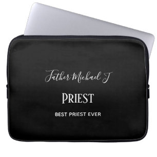 PRIEST GIFTS - personalised Classic Black White Laptop Sleeve