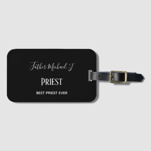 PRIEST GIFTS - personalised Classic Black White Luggage Tag