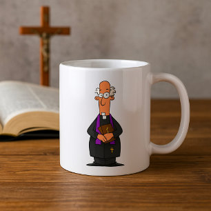 Priest Holding Bible IFunny Clergy Character Coffee Mug