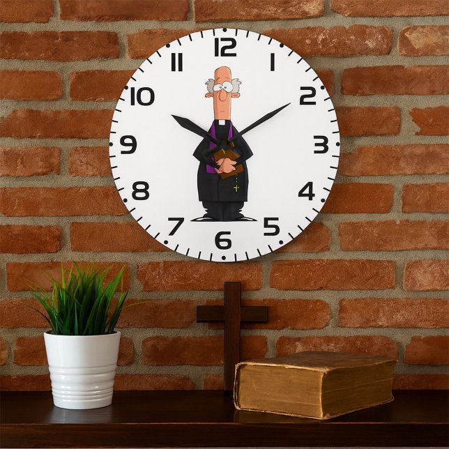 Priest Holding Bible IFunny Clergy Character Large Clock (Creator Uploaded)