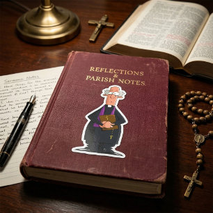 Priest Holding Bible IFunny Clergy Character Square Sticker