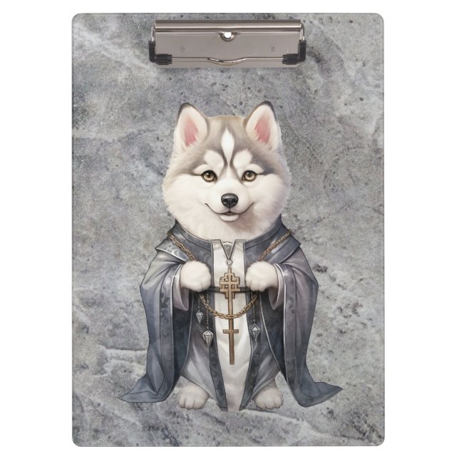 Priest King Siberian Husky Dog Clipboard (Front)