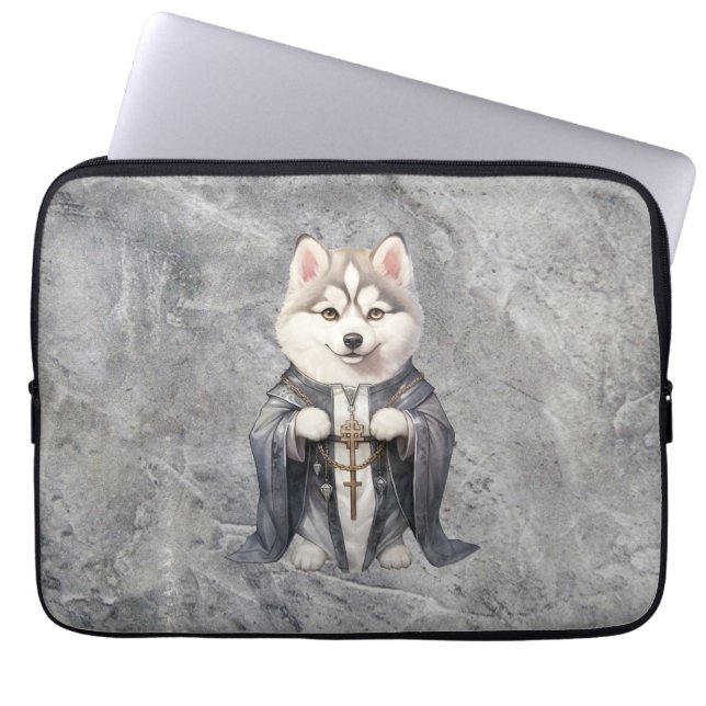 Priest King Siberian Husky Dog Laptop Sleeve (Front)