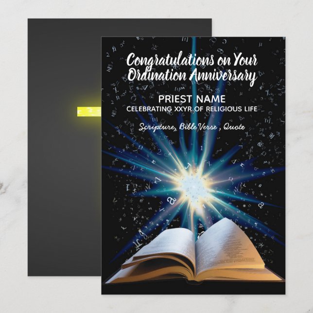 Priest Ordination Anniversary - ANY YEARS Ordained Invitation (Front/Back)