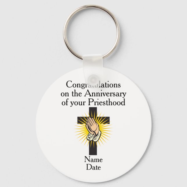 Priest Ordination Anniversary Retirement Birthday Key Ring (Front)