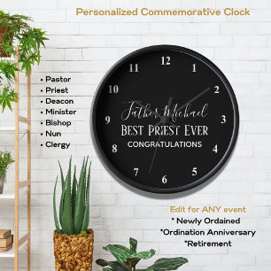 Priest Pastor Clergy Gifts - Simple Personalised R Clock