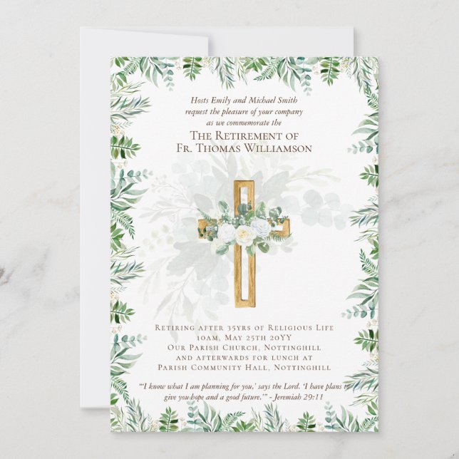 Priest Pastor Deacon Minister Retirement Invites (Front)